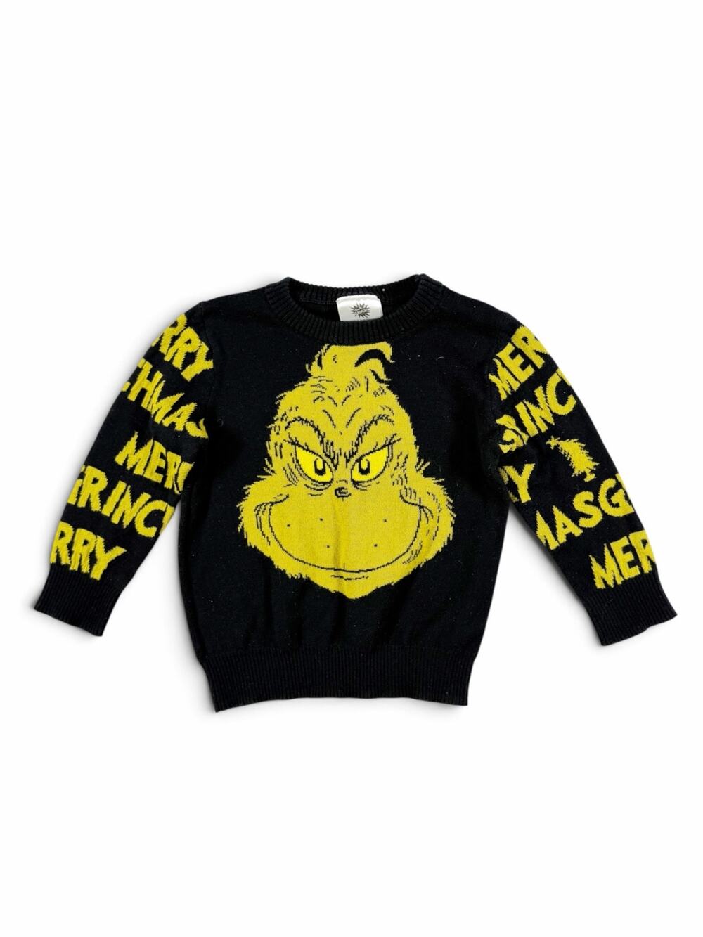Dr. Seuss The Grinch Merry Grinchmas Knit Christmas Sweater Black 3